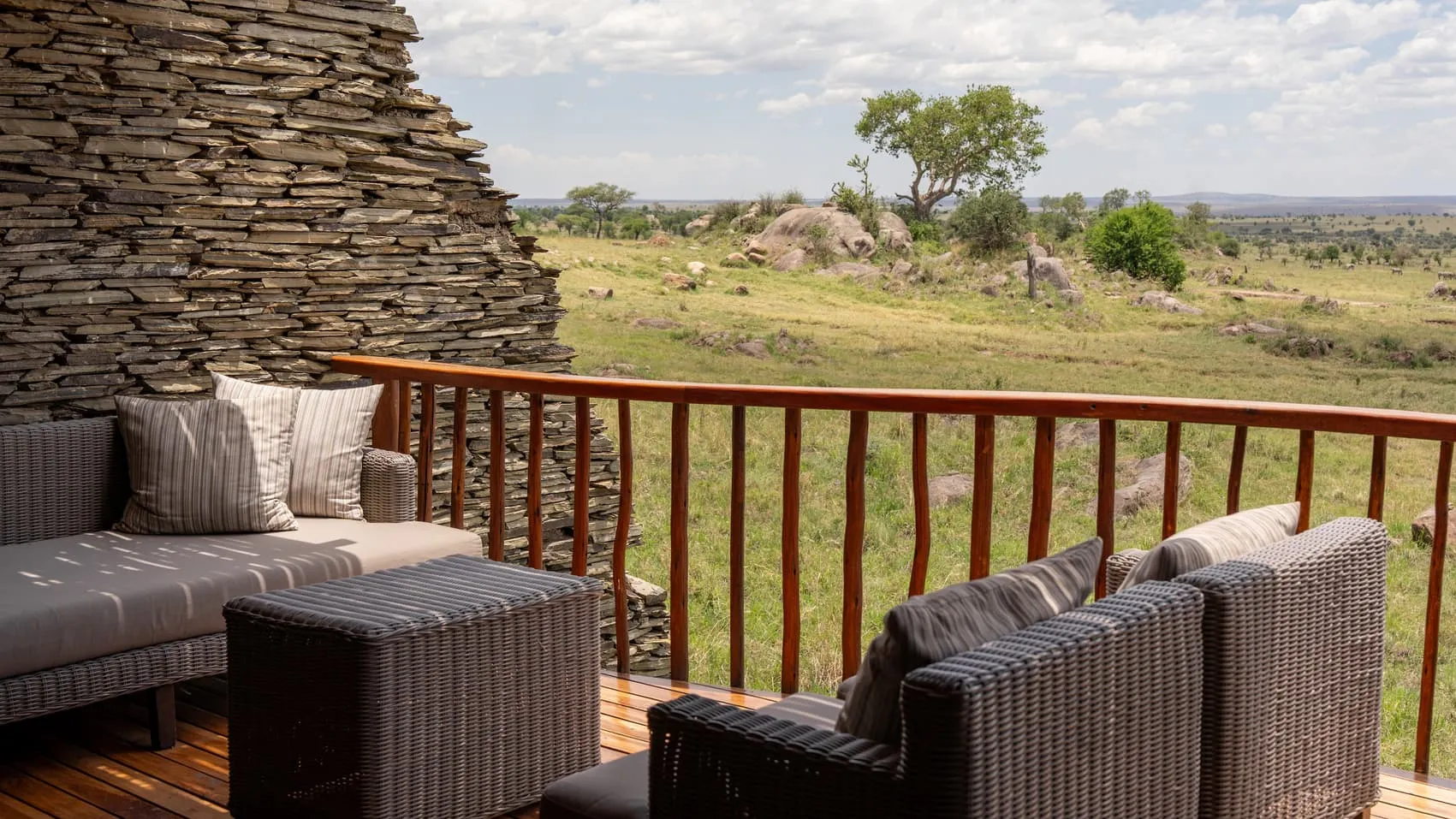 Private terrace looking over the Serengeti plains