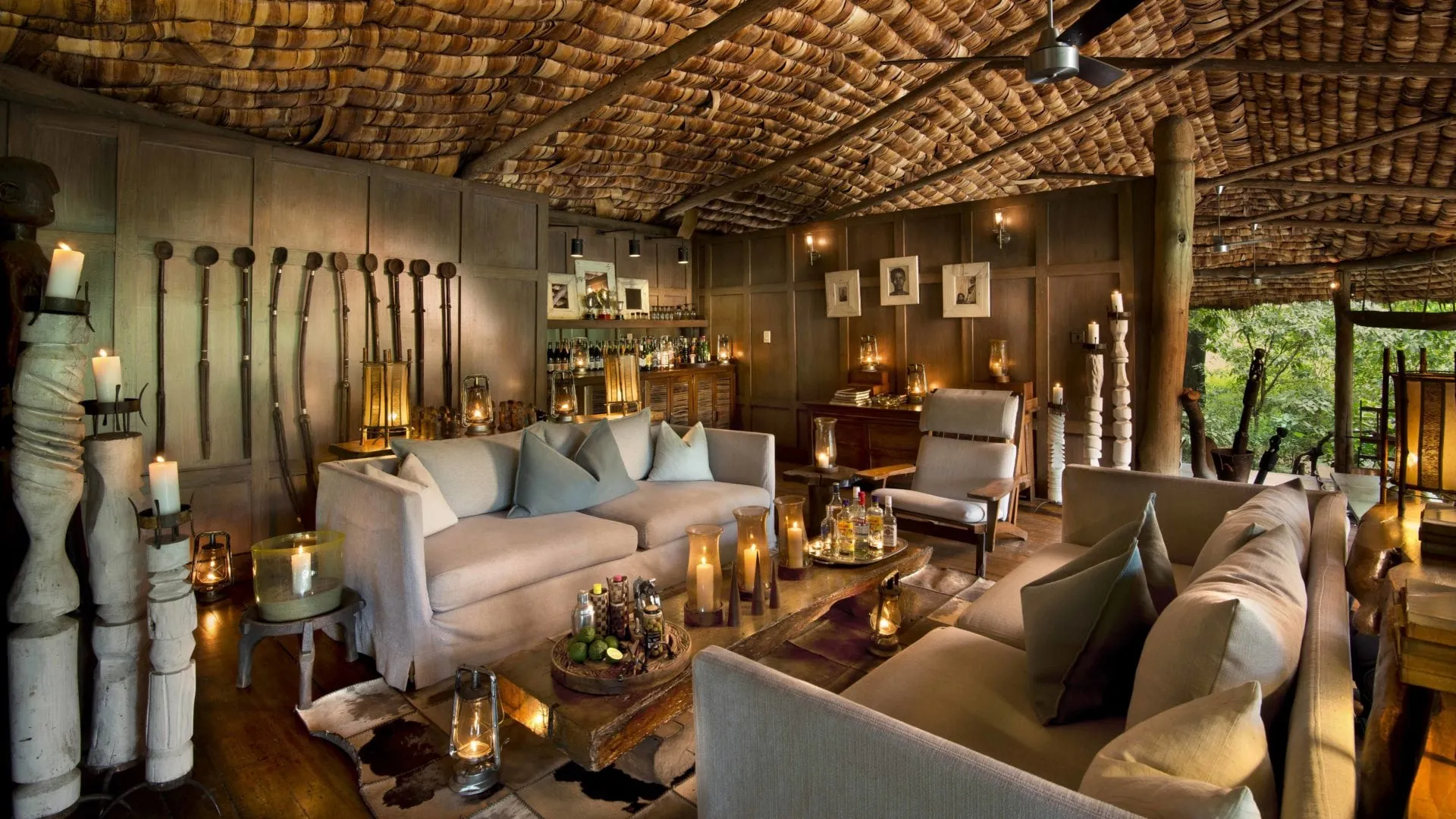Lounge in the main lodge at Lake Manyara Tree Lodge