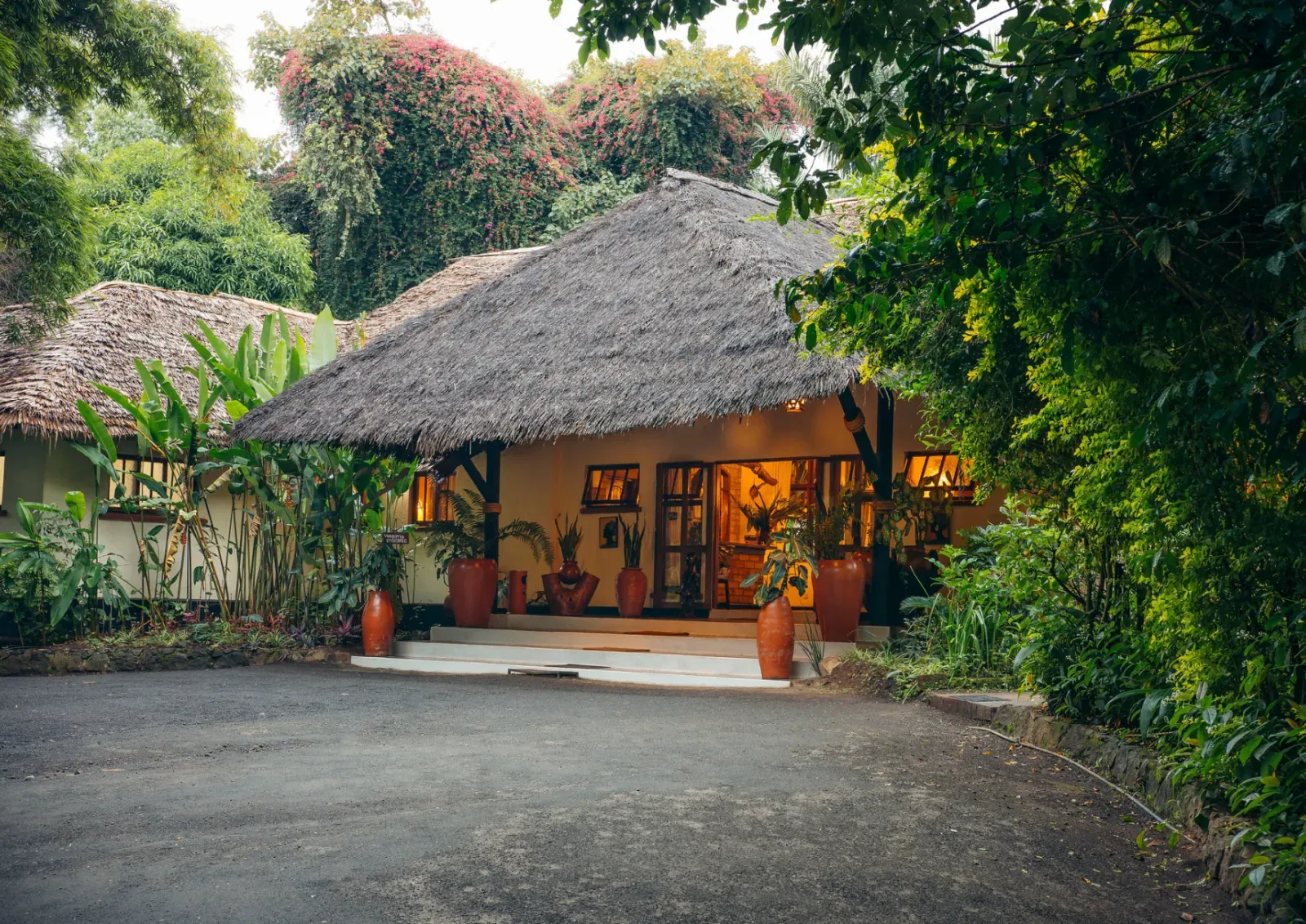 Reception cottage among the gardens at Moivaro Lodge