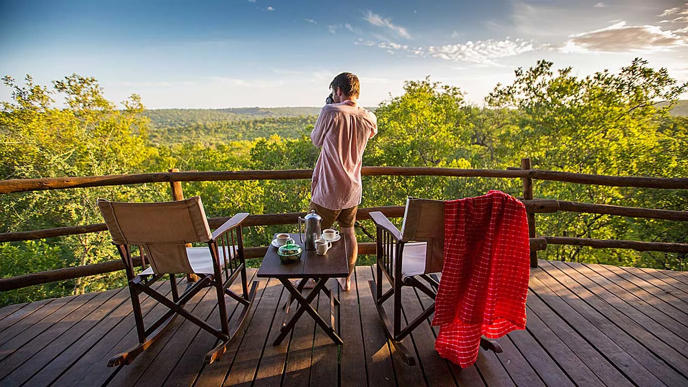 Private balcony looking over the Tarangire bush